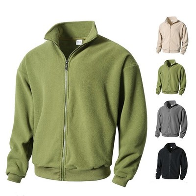 Men Classic Full Zip Micro Fleece Jacket Casual Work Wear Sports Sweatshirt Top