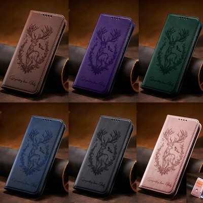 Flip Leder Handy Hülle für Samsung A31 A23 A50 A70 Hirsch Muster Wallet Cover