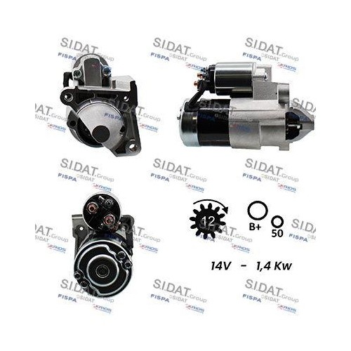 Démarreur Sidat S12MH0063A2 de rechange pour moteur essence et diesel Renault