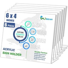 Slanted Back Acrylic Sign Holder 6 x 4, Acrylic Stands for Display Frame, Cle...