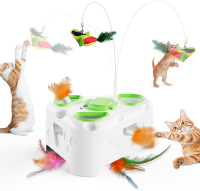 3-In-1 Interactive Cat Toys for Indoor Cats,Automatic Kitten Toy,Flying Bird,6 H