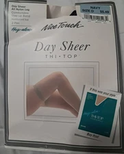 Nice Touch Day Sheer Thi-Top 2 Pair Size D Navy Blue