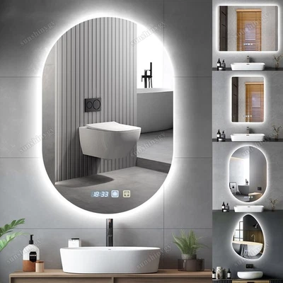 WZTO Specchio bagno con illuminazione LED touch + senza appannamento/Bluetooth/orologio LED specchio da parete