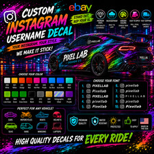 Personalized Instagram Sticker Vinyl Decal X2 Car Window Ig Username Drift Jdm