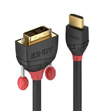 Lindy 2m HDMI to DVI Cable, Black Line, 2 m, HDMI Type A (Standard), DVI-D, M...