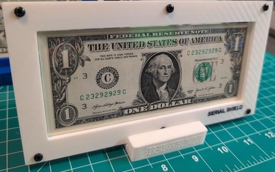 4 Mil Mylar Currency Frame White Carbon Fiber w/ Stand | Serial Shield 3D 