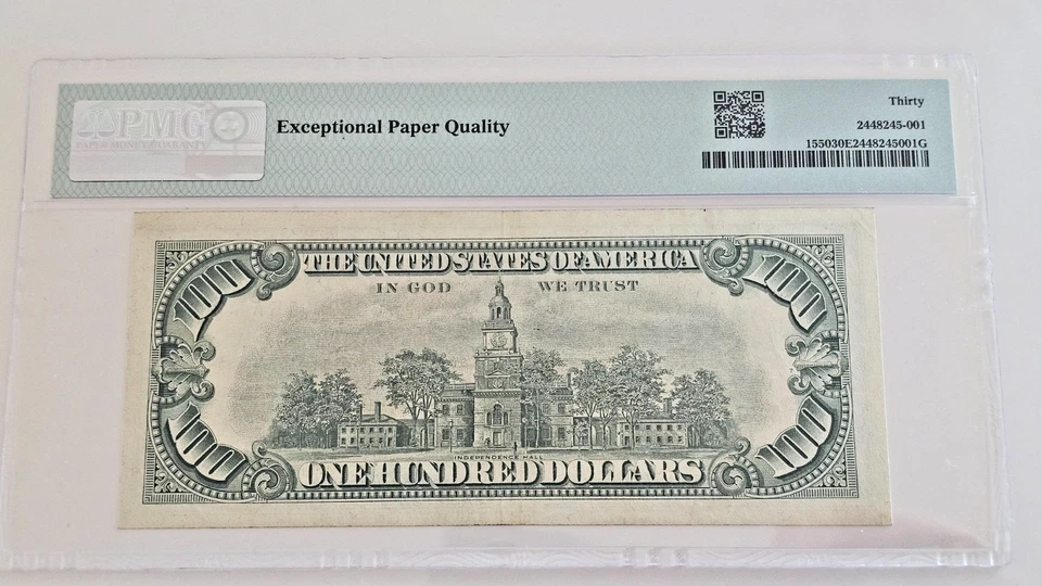 Billete de moneda legal de $100 1966 - Fr#1550, bloque AA, - clasificación PMG 30EPQ Foto 2 de 2
