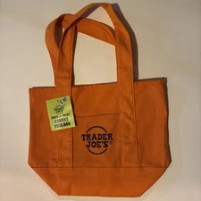 Trader Joe's Halloween Mini Canvas Tote Orange w/tags