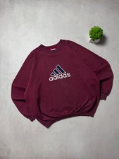 Vintage Adidas Sweatshirt Big Logo Embroidered Baggy Crew Neck Pullover Mens 90s