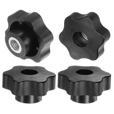 4Pcs M10 Female Thread Star Knobs Industry Machinery Screw-in Handles 48mm Black