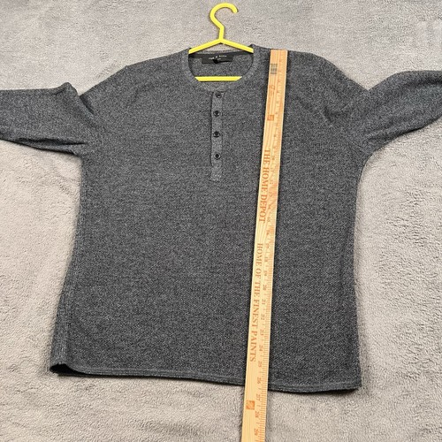 Rag & Bone Mens Long Sleeve Henley Shirt Size Large Heather Gray merino wool dad - Picture 7 of 10