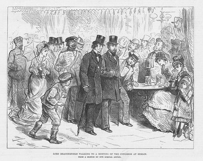 Lord Beaconsfield Walking to a Congress Meeting at Berlin - Antique Print 1878