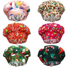 6 Pcs Bouffant Scrub Caps, Buttons, Sweatband, Adjustable, Nurse Working Hats