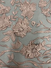 Nina DARK MAUVE Polyester 3-D Floral Embroidery on Mesh Lace Fabric by the Yard
