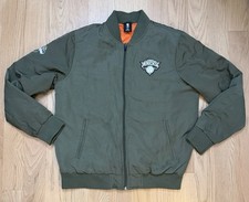 New York Knicks size Medium NBA Military Bomber Jacket Patches Green Orange