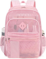Mesh Backpack Heavy Duty, See through School Backpack Transparent Bookbag for Sw