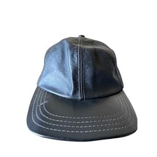 Vintage Wilsons Leather USA Made Black Genuine Leather OSFA Strapback Hat