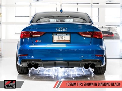 AWE Tuning SwitchPath Exhaust with 102mm Diamond Black Tips for Audi 8V S3 2.0L