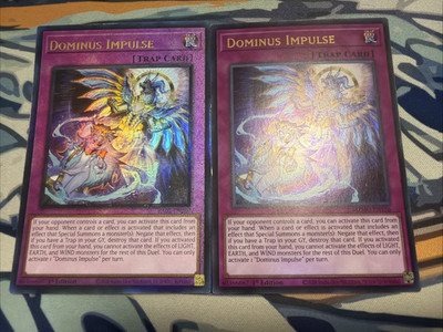 Yugioh Dominus Impulse Ultra Rare (MZMU) + Prismatic Ultimate Rare (RA05)
