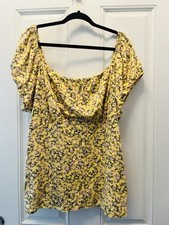Torrid Babydoll Top Women Plus 4X Yellow Floral Super Soft Slub Jersey NWT