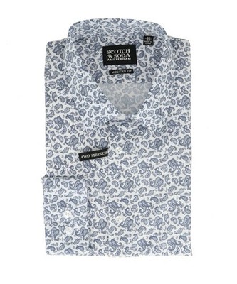 Scotch & Soda Mens White/Navy Dress Shirt