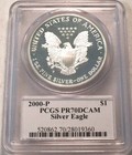 2000 P $1 PCGS PR 70 Deep Cameo PROOF American Silver Eagle Moy Signed 1 oz Coin — photo 2