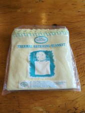 VTG Baby Gordon Yellow Thermal Weave Receiving Blanket Trim 30 X 40 Cotton