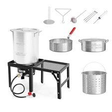 30QT Turkey Fryer with 54000BTU Propane Stove for Outdoor Frying Seafood Boiling