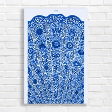 Vibrant Floral Tapestry Blue Canvas Print Large Picture Wall Art