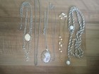 Vintage Mixed Chain Necklace Lot Silver Tone Locket Faux Agate X6 — photo 2