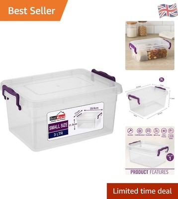 Robuste 3L Klar Kunststoff Aufbewahrungsbox mit Sicherem Deckel - Stapelbar und BPA Frei
