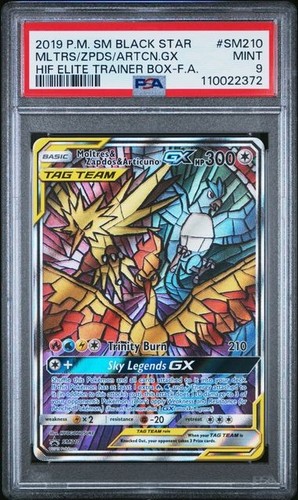 2019 Moltres / Zapdos / Articuno GX SM210 Full Art Black Star Promo ETB PSA 9