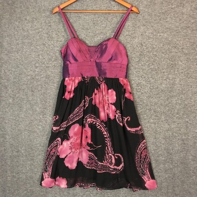Katia Dress Womens M Pink Black Floral Sleeveless Fit Flare Coquette Whimsigoth