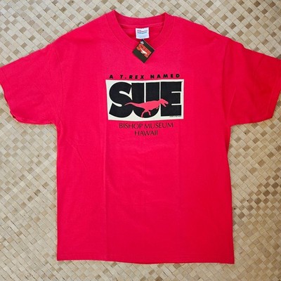 Vintage Bishop Museum Hawaii Shirt Mens Large Red T Rex Named Sue 90s Y2K NEW
