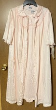 Vtg. Nancy King Lingerie Nightgown Robe Pink Waltz Length Sz. L Nylon USA