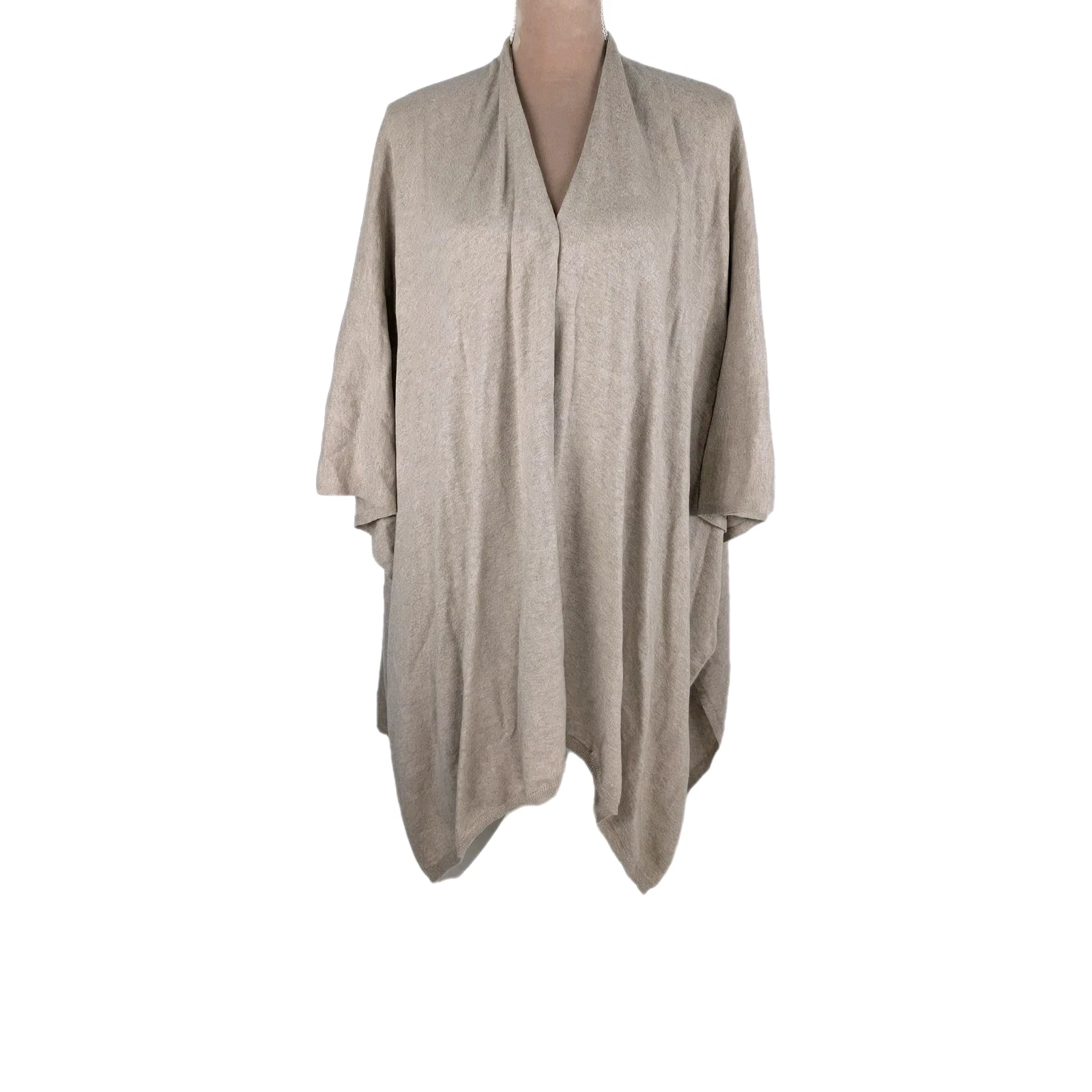 Mersea Shawl Poncho Wrap Beige Cotton Cashmere OS Travel Classic Cozy