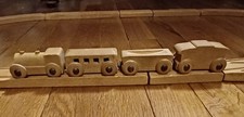Vtg Snap Together Wooden Toy Train and Tracks Set 20 Pieces Japan 1960s
