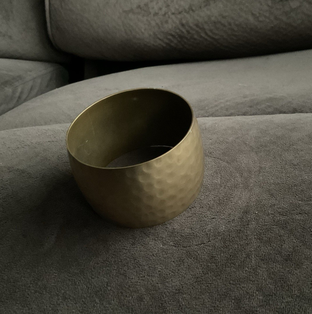 Vintage Hammered Solid Brass Round Cuff Bracelet … - image 6