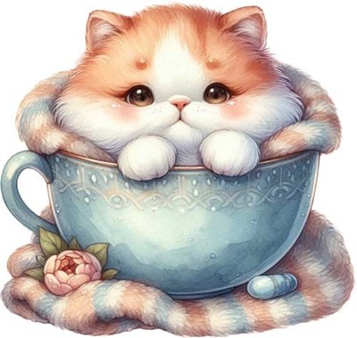 Aquarell Baby Kätzchen Katze Wandbild Schlafzimmer Fenster Vinyl Aufkleber Abziehbild 6 Größen