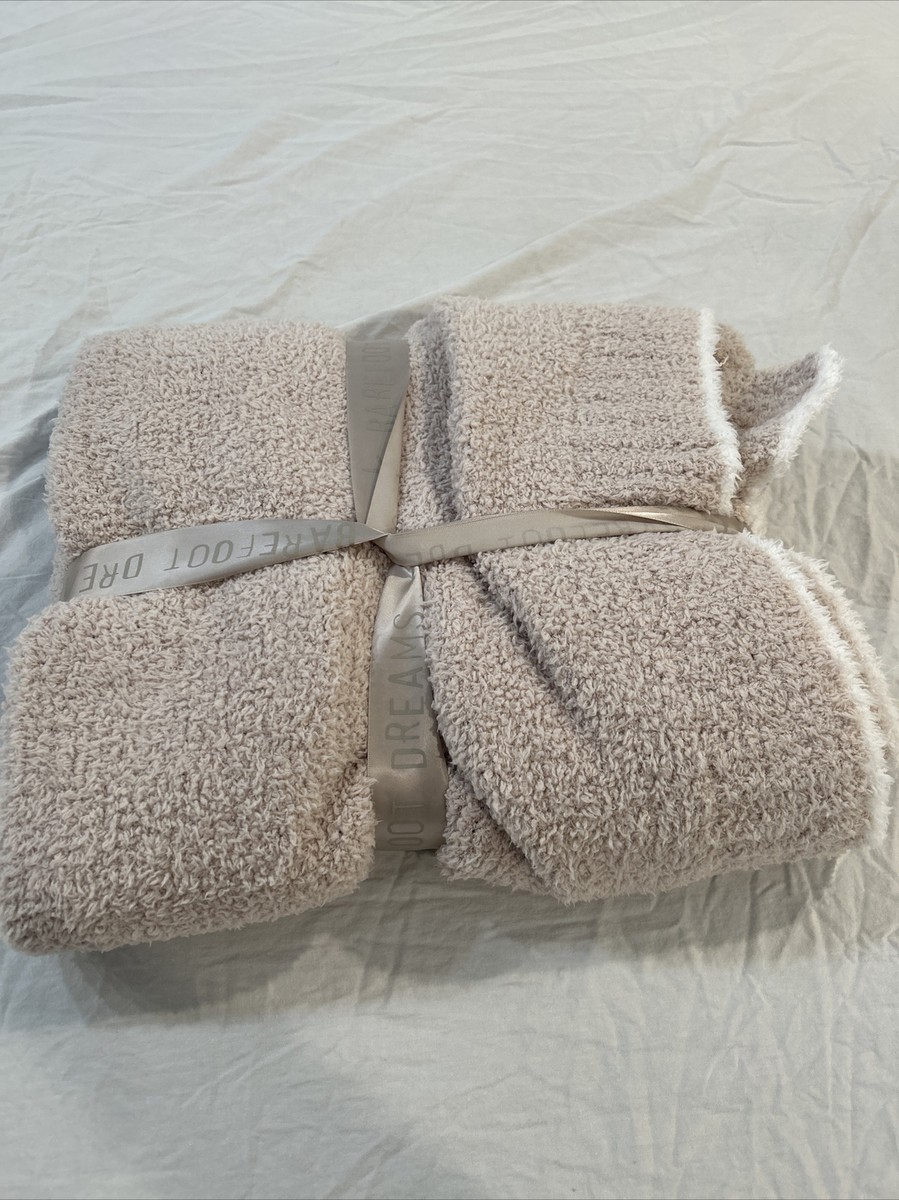 BAREFOOT DREAMS Cozy Chic Contrast Tip Blanket, Beige, 45” X 60