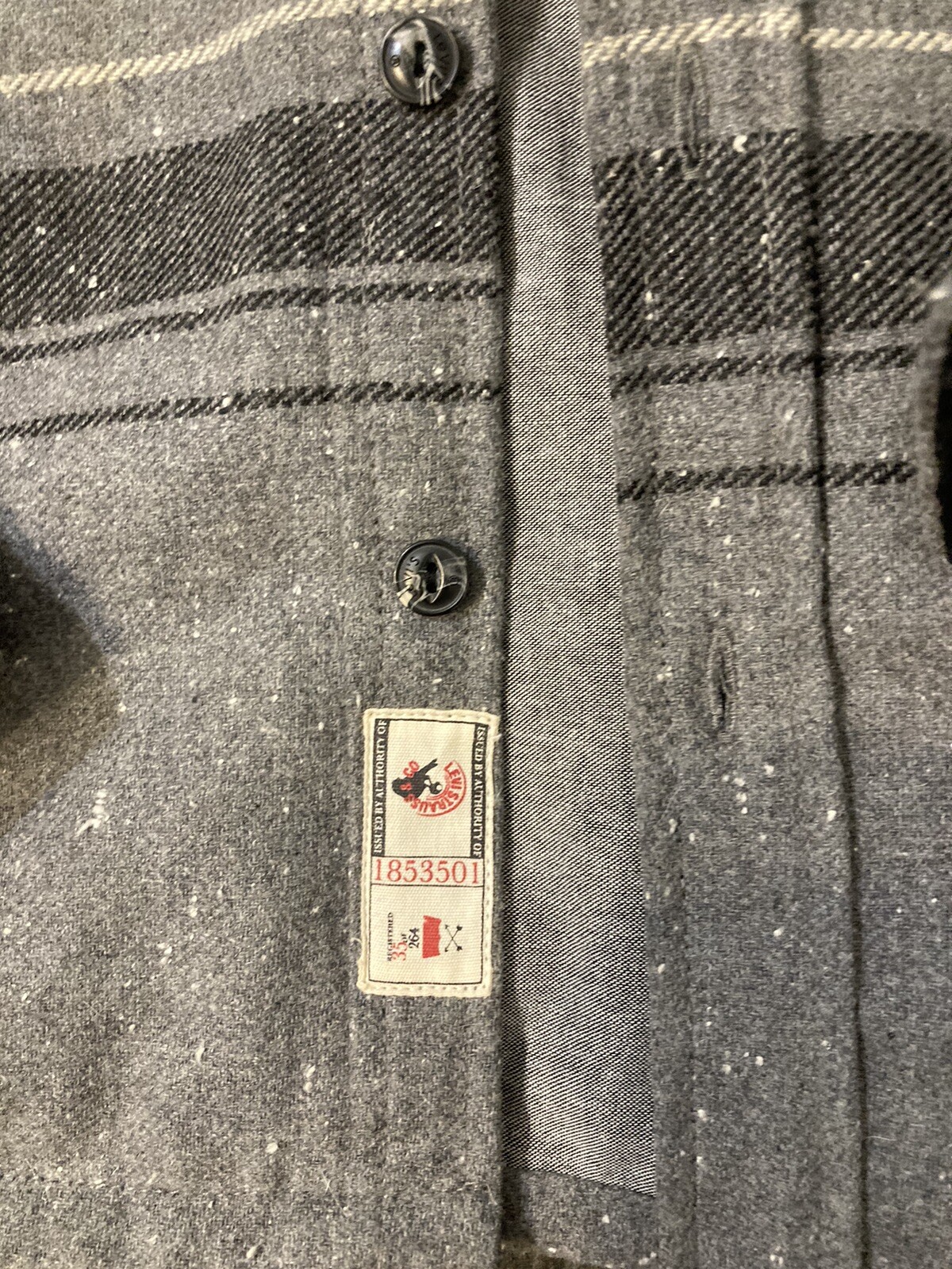 Levis Jacket Wool Blend Gray Heavy Button Front S… - image 3