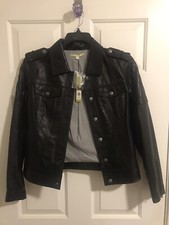 Gianni Bini Leather Leon Jacket - Black - Medium - New With Tags