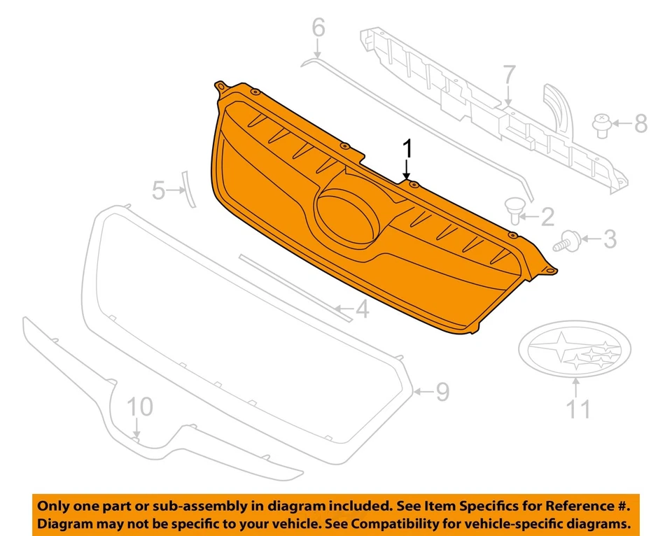 Used Front Grille fits: 2015 Subaru Xv crosstrek Front Grade B - Imagem 3 de 4