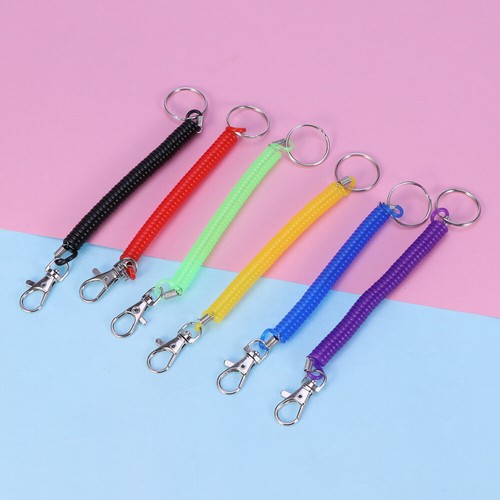 12 Pieces Stretchy Spiral Keyring Colourful Plastic Keychain Spring Retractable - Picture 7 of 11
