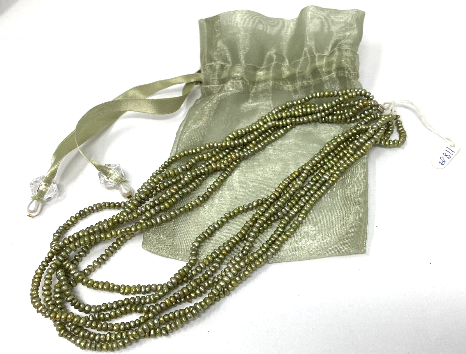 Boutique Green Multi-Strand Cultured Pearl Bead Choker Necklace