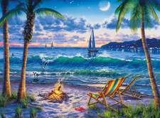 ocean view seascape tropical beach at night sunset ceramic tile mural backsplash