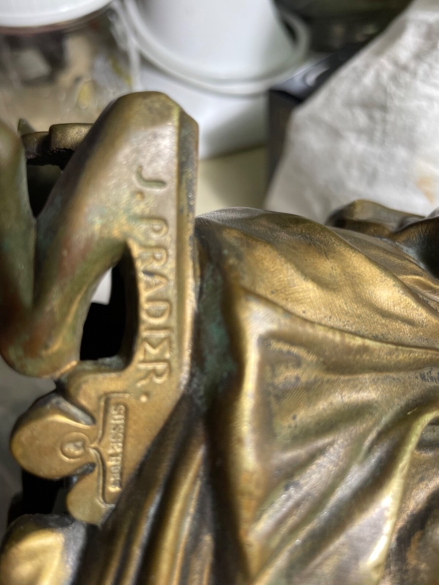 ANTIQUE J. PRADIER BRONZE SAPPHO STATUE BROODING WOMAN SUPERB