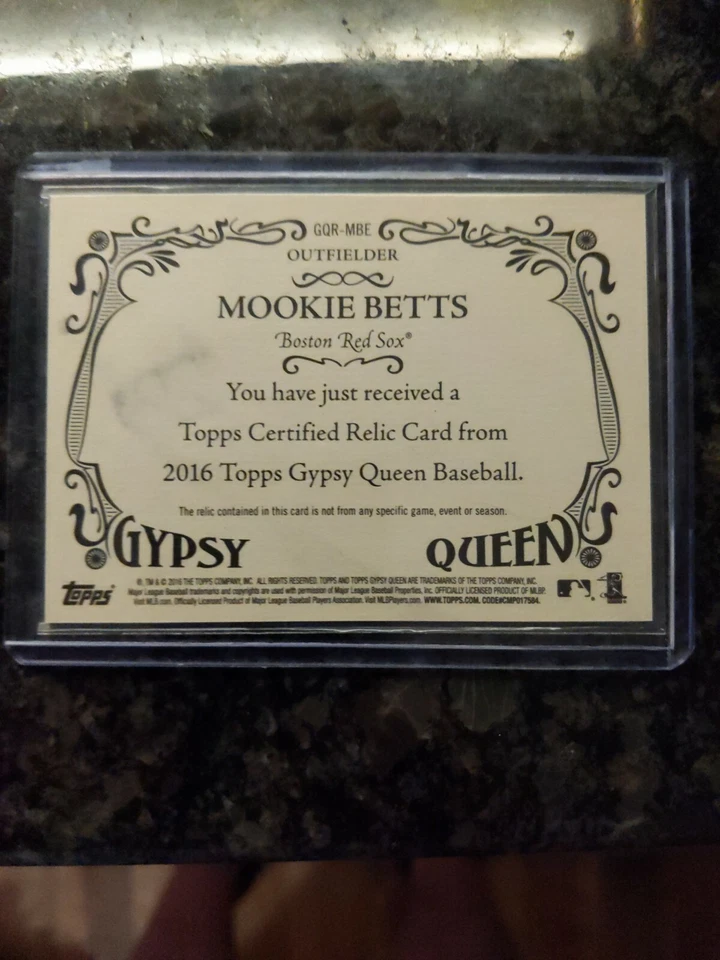 2016 Topps Gypsy Queen Relic Mookie Betts Game Used Jersey Memorabilia Patch - Image 2 of 2