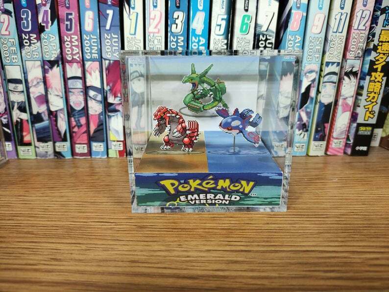 Pokemon Shiny Rayquaza Encounter Handmade Diorama - Gameboy Gaming Cube- Fanart