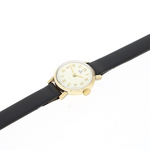 Vintage Ebel 9ct Gold Ladies Watch Black Leather Strap Mechanical RW0571 - Picture 5 of 9